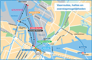 Carte du reseau GVB de ferry d'Amsterdam